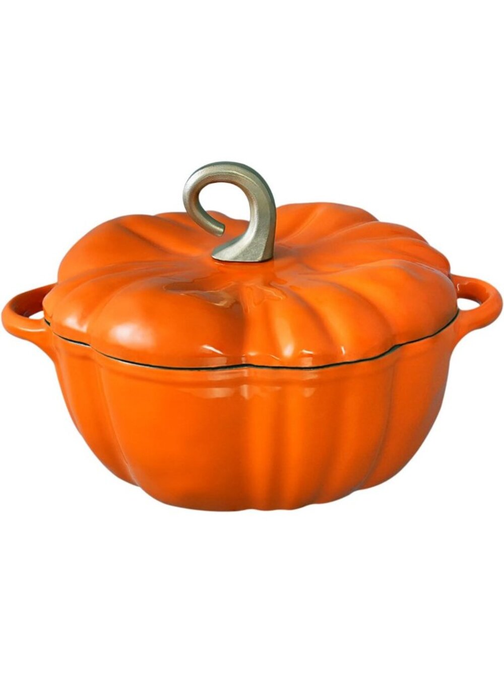 Enameled Cast Iron Pumpkin Dutch Oven Pot with Lid, 3.8 Qt - Fall & Halloween